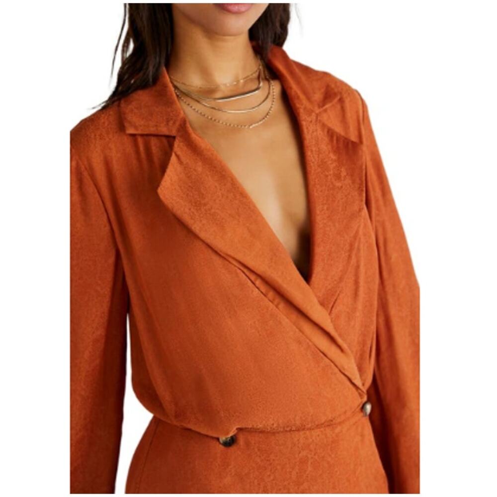 New ~ FREE PEOPLE ~ Simone Notch Lapel Mini Dress Size XS 36" Bust BOHEMIAN - Picture 10 of 11